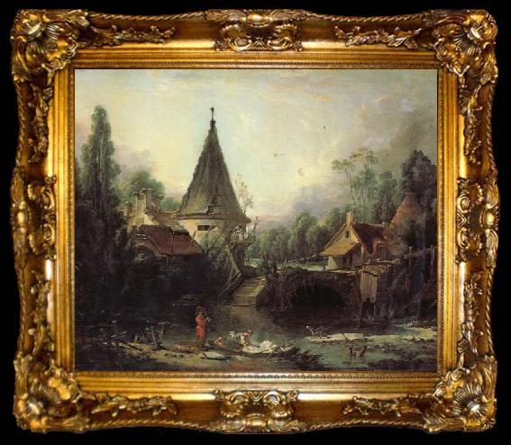 framed  Francois Boucher Landscape near Beauvais, ta009-2